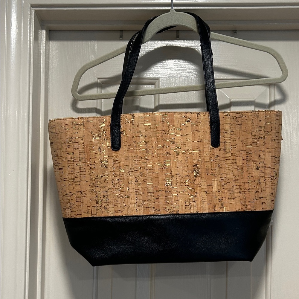 Chic Brown and Tan Cork Tote Bag